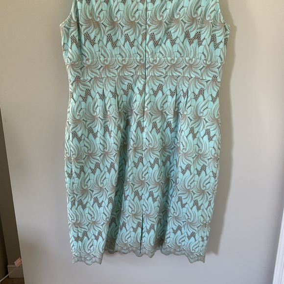 Alex Marie Turquoise Elegant Blue Lace Shift Dress - 16 - Picture 7 of 8